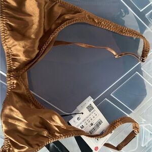 Zara Copper Satin Bikini Top